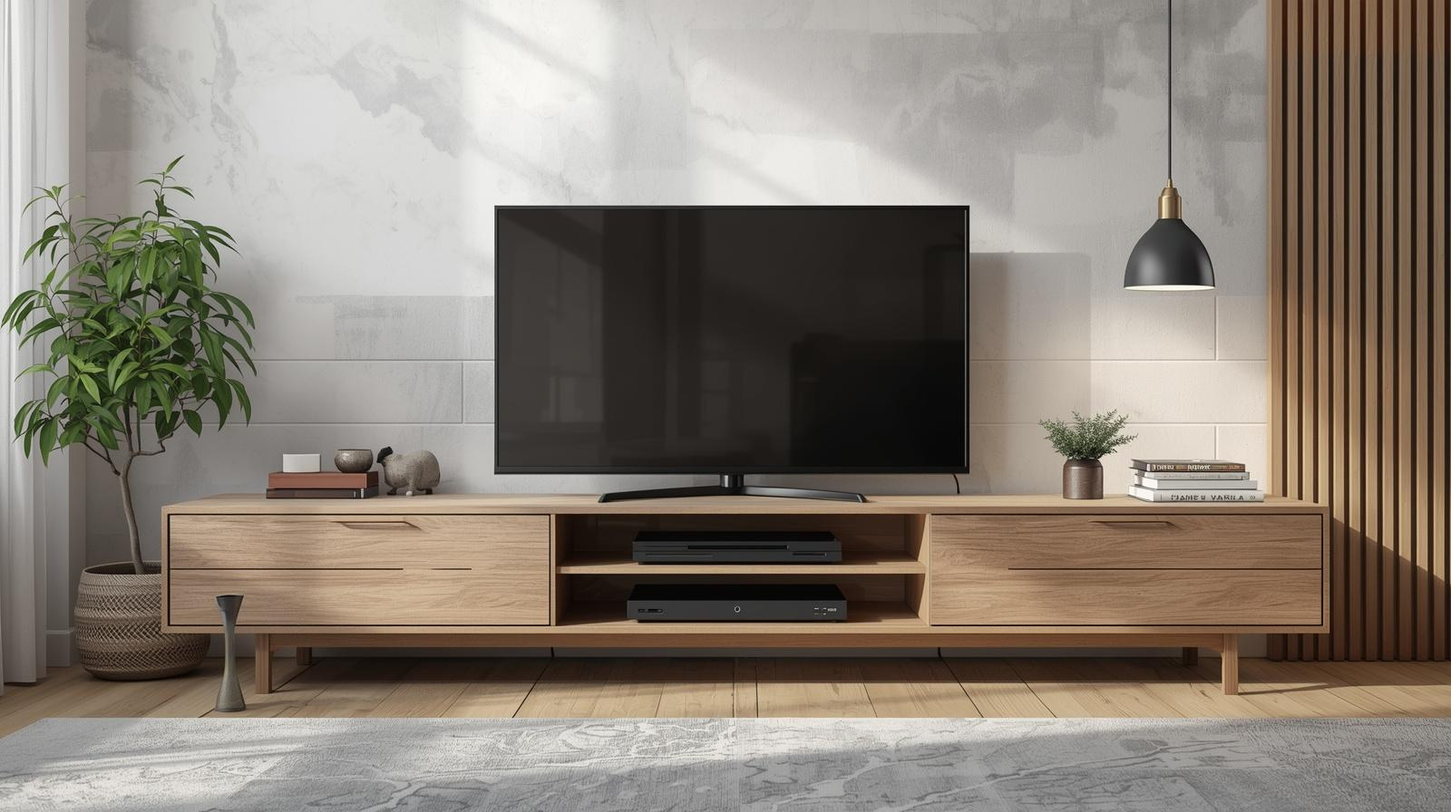 Lemari TV Minimalis dengan Kabel Rapi