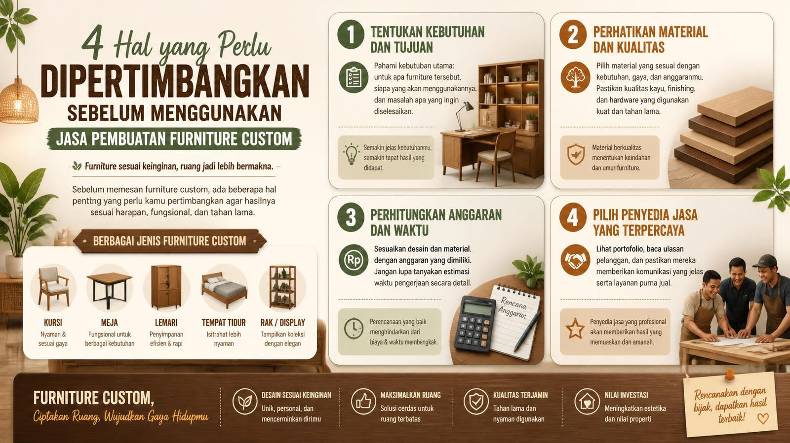 4 Hal yang Perlu Diperhatikan Sebelum Pakai Jasa Pembuatan Custom Furniture